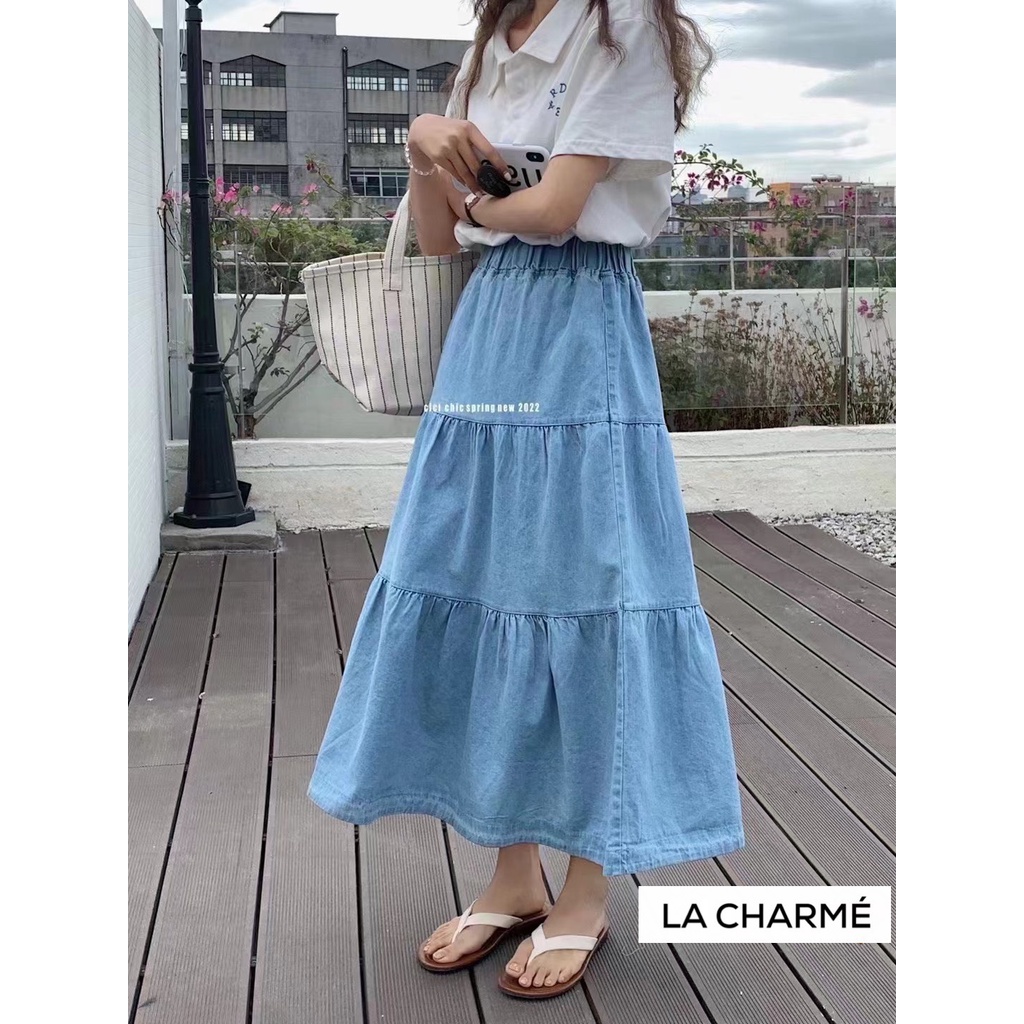 Chân váy Denim xoè tầng dài 2499