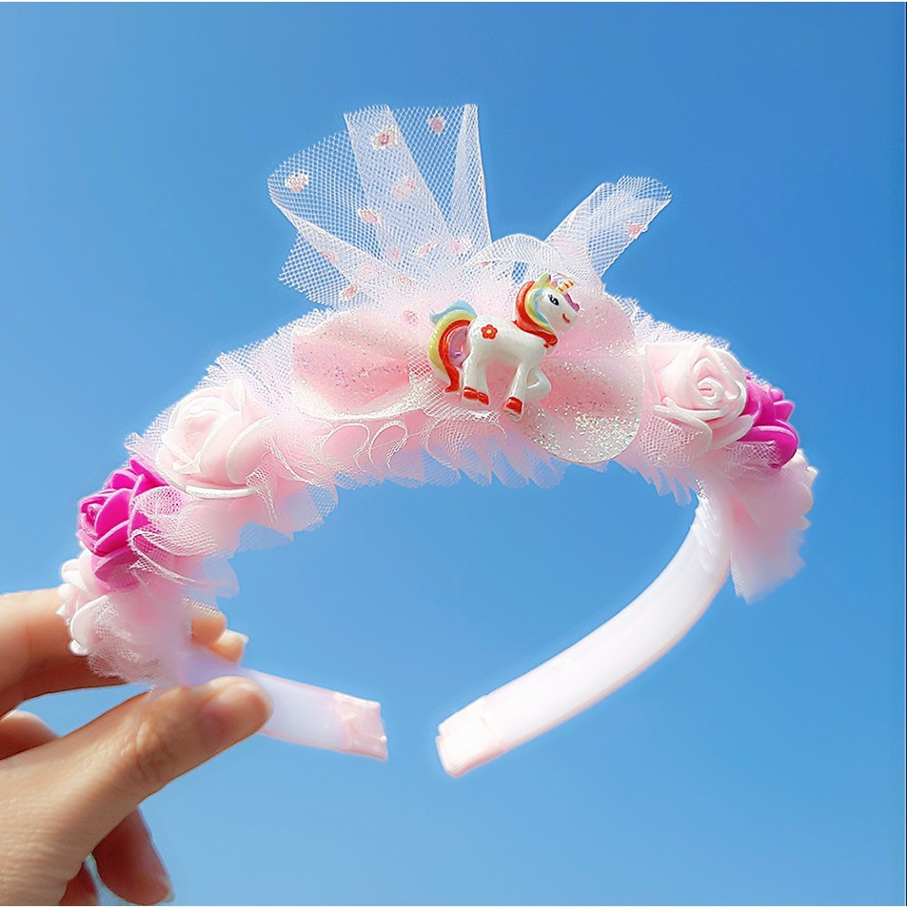 Cài tóc vải von cute công chúa cho bé gái có lò xo nhúng cao cấp