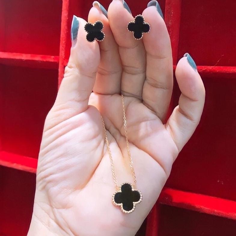 Dây chuyền cỏ 4 lá ti tan cao cấp vòng cổ 4 lá nữ Phụ kiện trang sức Hari korea accessories