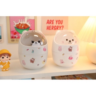 [Có sẵn] [Không Kèm Sticker]Thùng đựng đồ mini để bàn bằng nhựa có nắp lật nhỏ nhắn dễ thương hình động vật