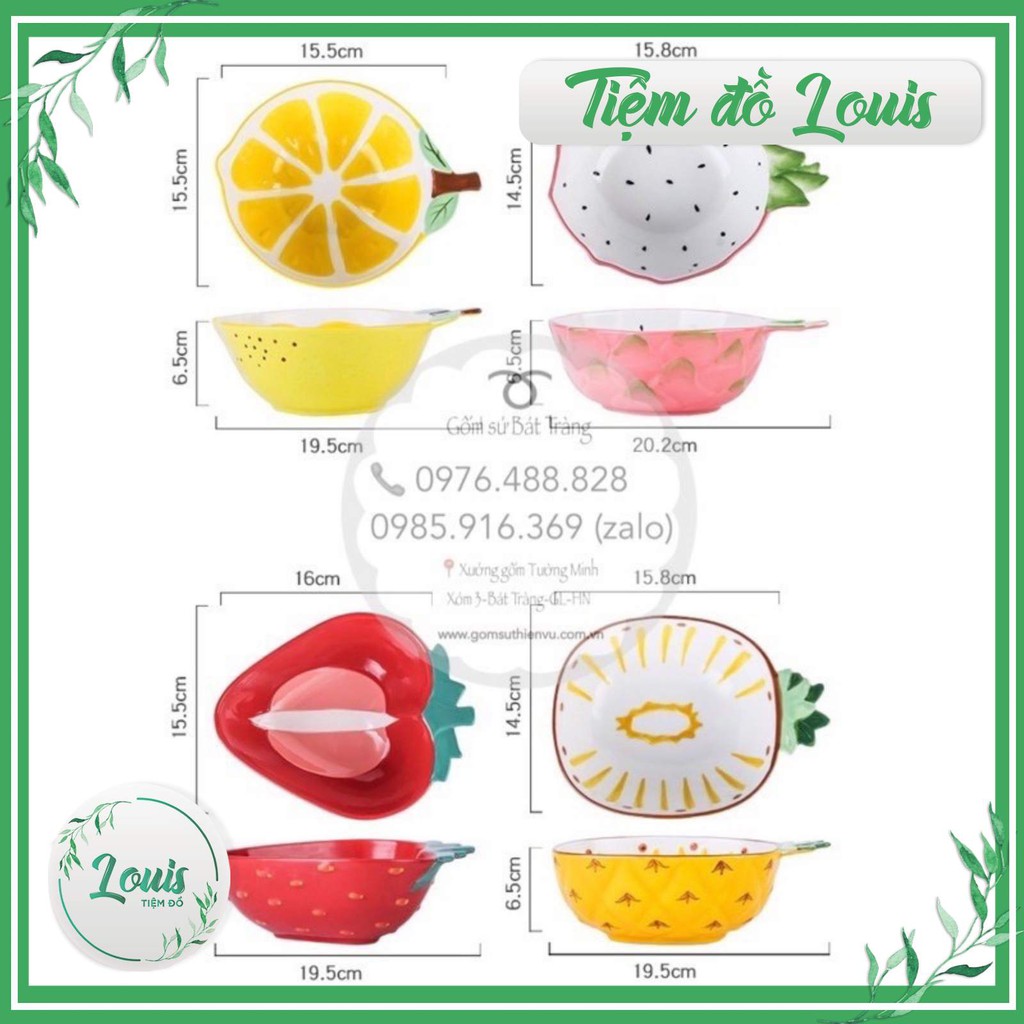 Tô Sứ Bộ Bát Đĩa Sứ Sâu Lòng Hoạ Tiết Trái Cây 3D Phong Cách Bắc Âu Chén Dĩa Decor Ăn Cơm