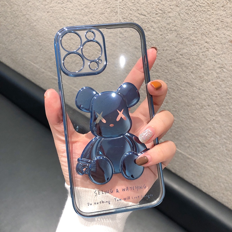 Ốp lưng in nổi hình gấu Bearbrick 3D cho iPhone 8 Plus, 7Plus, Xsmax, 11Promax, 12Promax, 13Promax