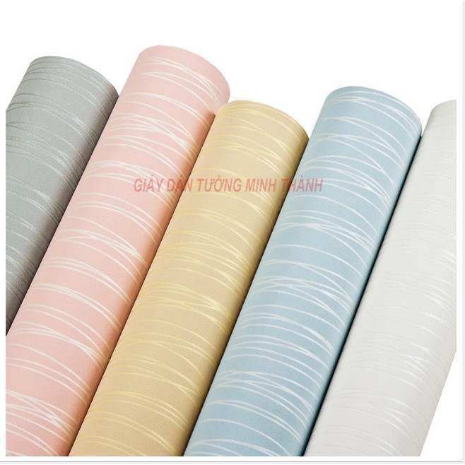 Giấy dán tường một màu đẹp, khổ 53cm, màu trắng, màu xanh, màu ghi, màu vàng, màu hồng