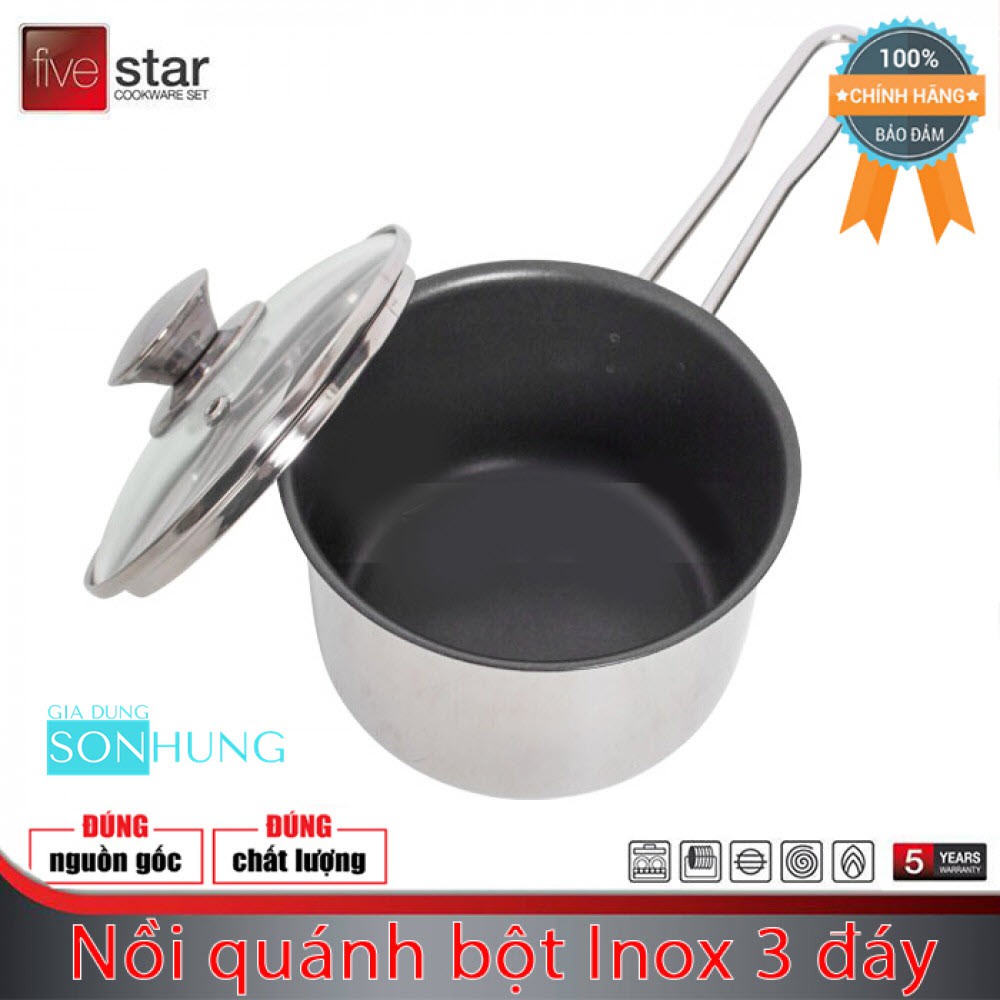 QUÁNH NẤU BỘT INOX FIVESTAR 3 ĐÁY ĐUN BẾP TỪ SIZE 16CM
