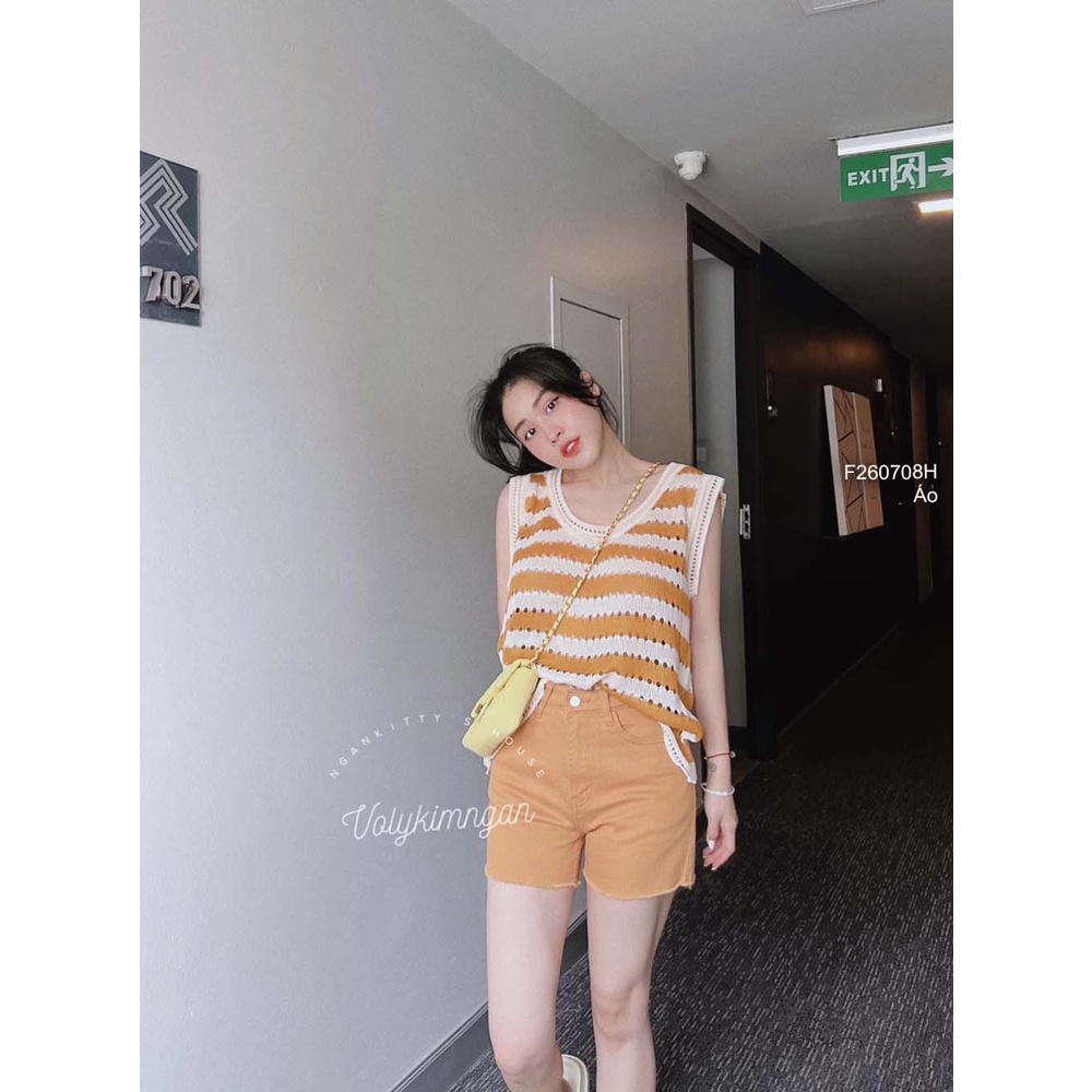 Áo len kiểu sọc đục lỗ sát nách hàng QC!