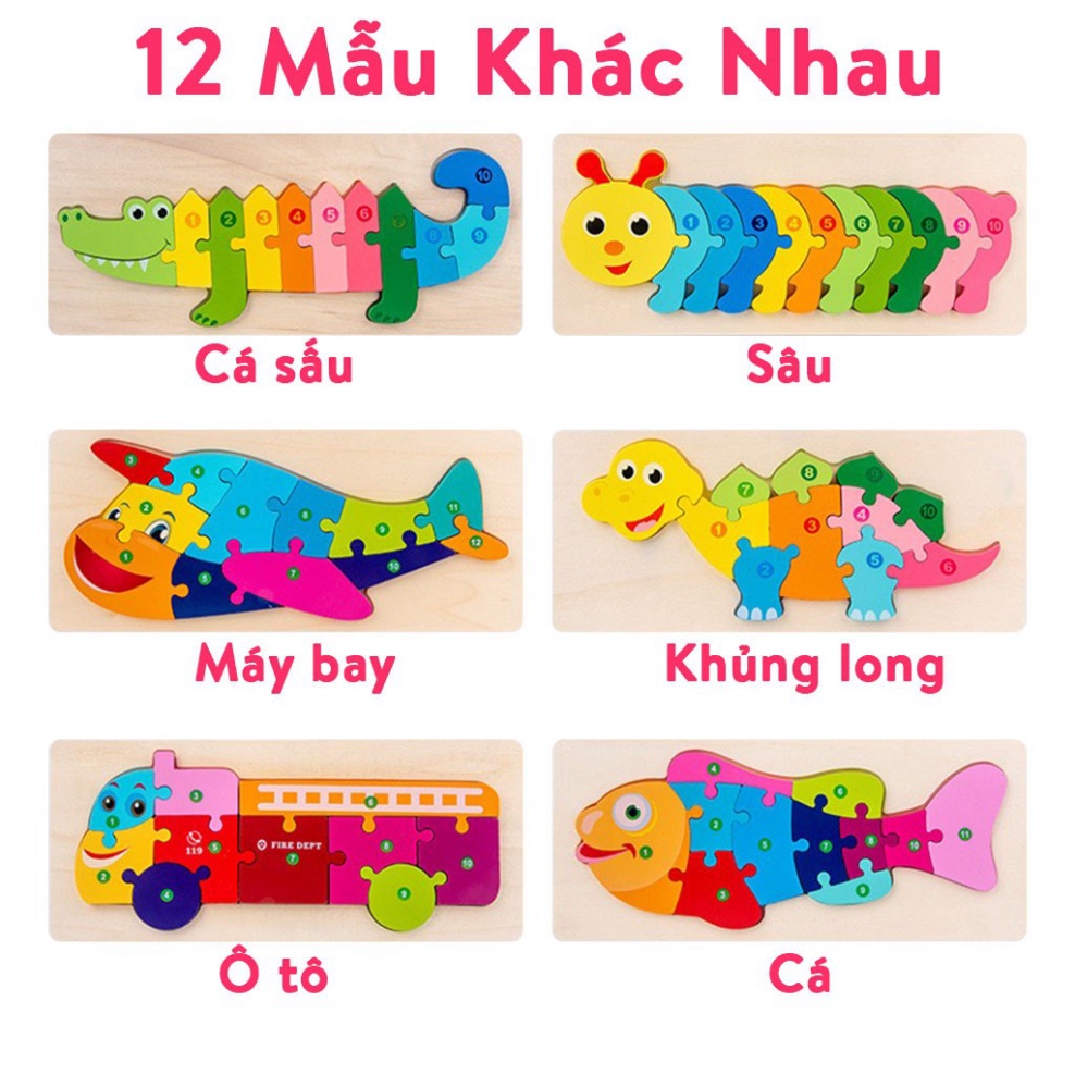 Đồ chơi trẻ em bộ lắp ghép, xếp hình, ghép hình nối số thông minh 12 mẫu loại đẹp cho bé trai,gái 2 3 4 5 6 tuổi