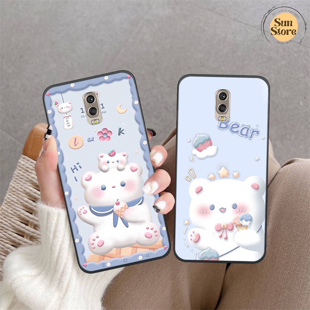 Ốp lưng Samsung J7 Plus/ J7+ hoạ tiết nền kẻ caro, gấu thời trang giá rẻ