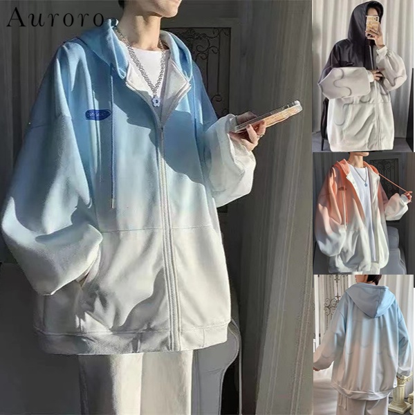 Áo Khoác Bóng Chày Có Nón Màu Gradient Thời Trang Hàn Quốc Cho Cặp Đôi áo khoác hoodie cặp áo khoác nỉ bông áo khoác hoodie bông đồ đôi