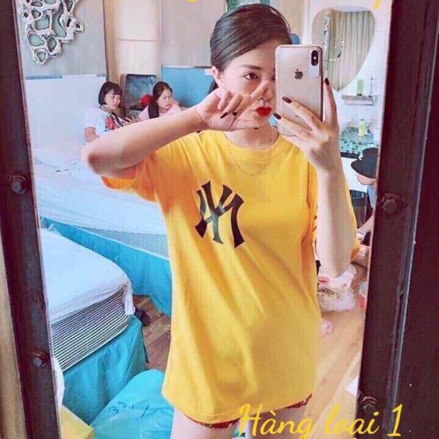 Áo thun nữ nam Unisex tay lỡ form rộng Oversize 45-75Kg icon New York hàng loại 1