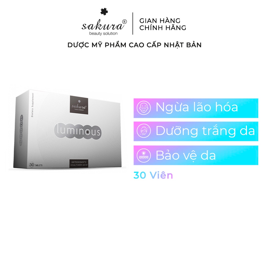 Viên uống trắng da, chống lão hóa và chống nắng cà chua trắng Sakura Luminous 30 viên