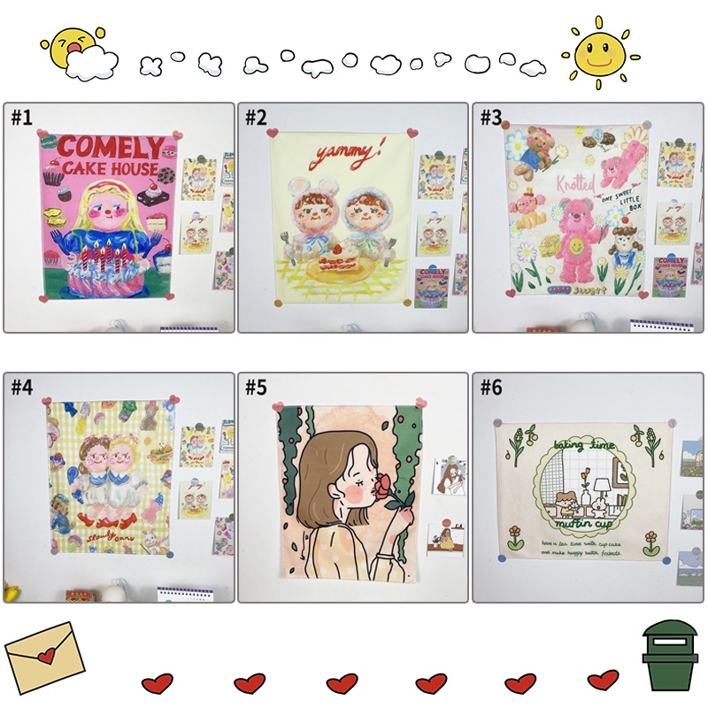 Thảm treo tường trang trí nhà cửa họa tiết hoạt hình dễ thương