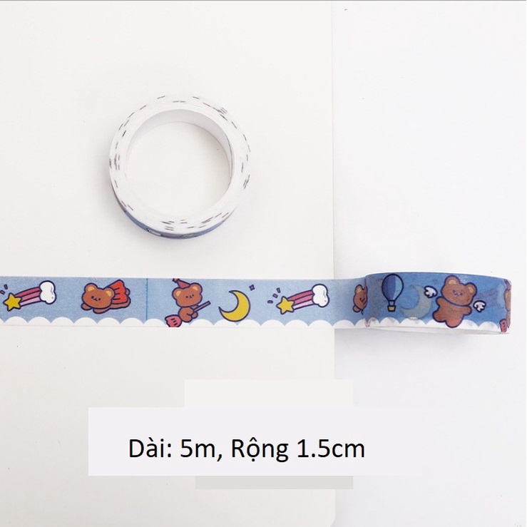 Băng dính dài 1m hình gấu thỏ ngộ nghĩnh trang trí đồ dùng cá nhân BAG U BANGDINH1