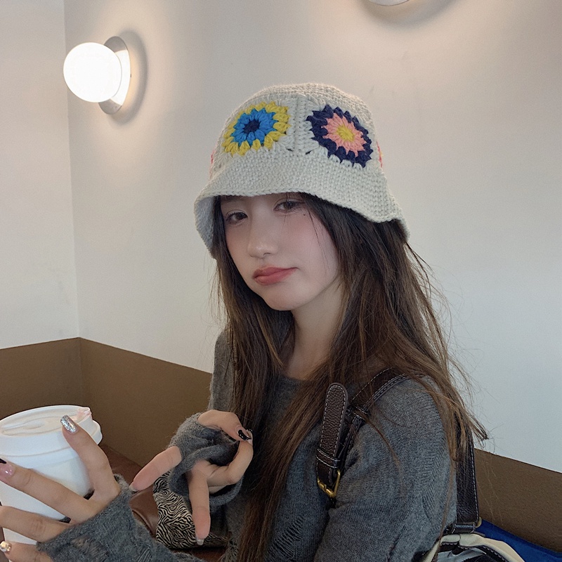 Mũ Bucket Đan Len Thủ Công Phong Cách Nhật Bản Thời Trang Thu Đông Cho Nữ