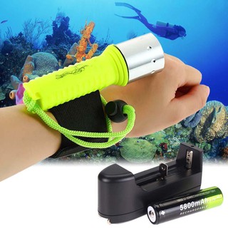 Đèn pin mini lặn LED 2500 Lumen XMLT6 có pin và bộ sạc đèn, đèn pin led mini để câu cá ngoài trời đi bộ đường dài cắm trại