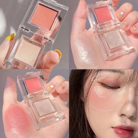 Hộp phấn má hồng / bắt sáng hai màu sắc tự nhiên lâu trôi cao cấp
