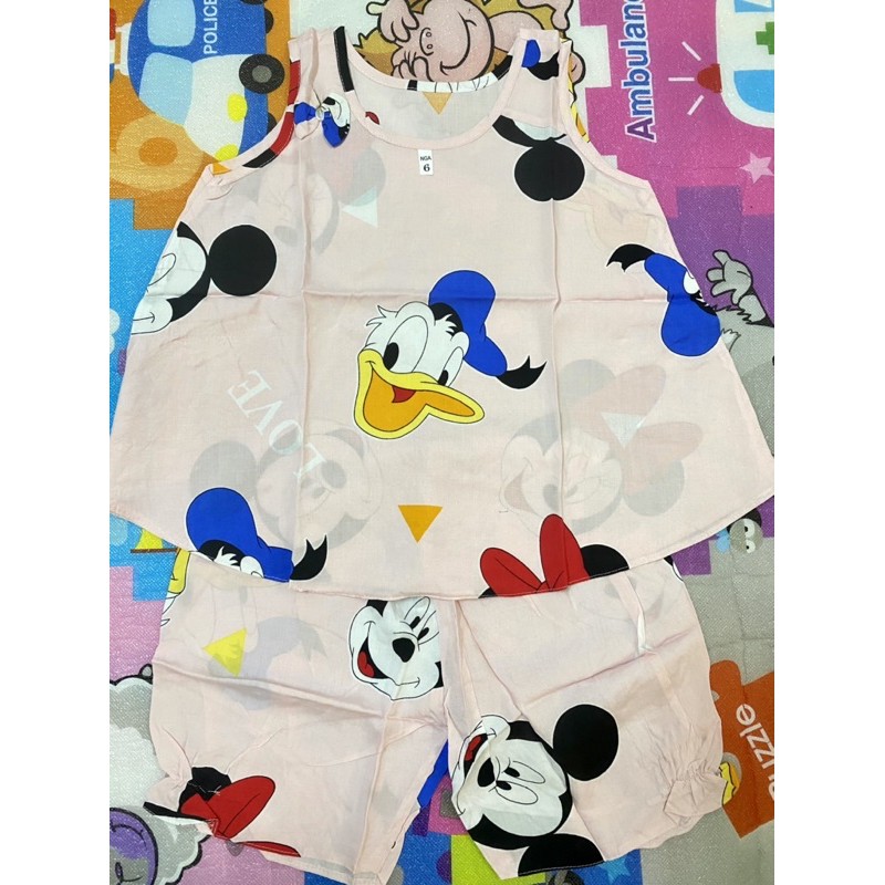 Bộ lanh bé gái sát nách kiểu xoè 5-30kg vải lanh (tole) mặc mát cho mùa hè