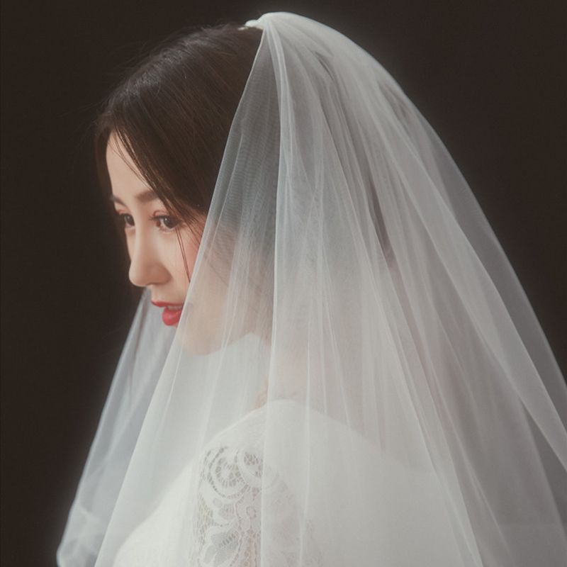 San * Mạng Che Mặt Vải Tuyn Nhiều Lớp Màu Trắng Cho Cô Dâu Trong Tiệc Cưới F