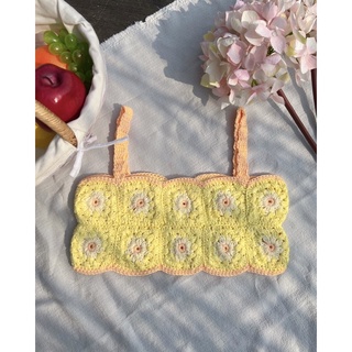 [Sale sốc chuyển kho] Daisy Croptop Áo len đan hoa cúc