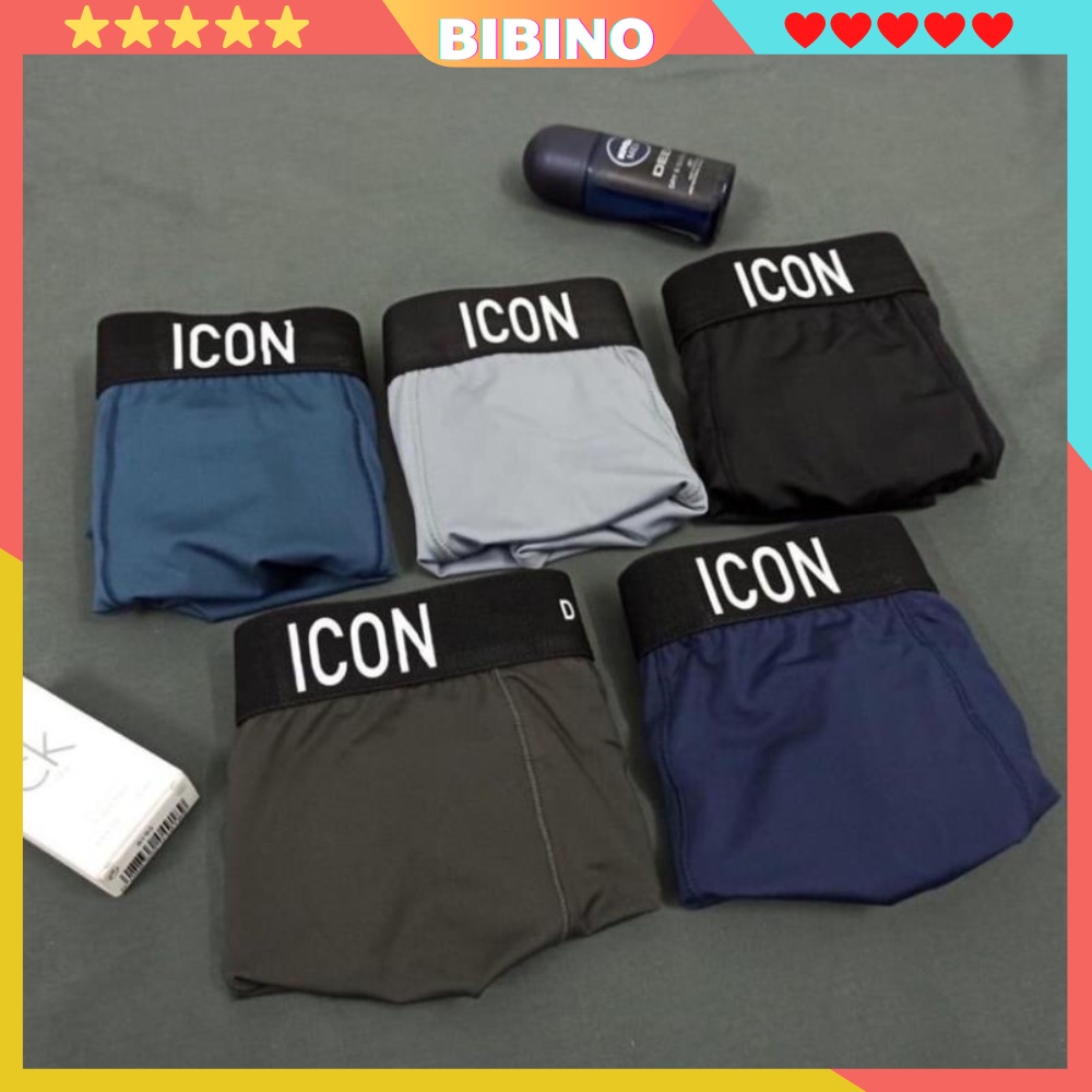 Quần lót nam cao cấp thun lạnh boxer thông hơi thoáng khí vải thun cotton mềm mịn co dãn bốn chiều cạp to ICON BIBINO