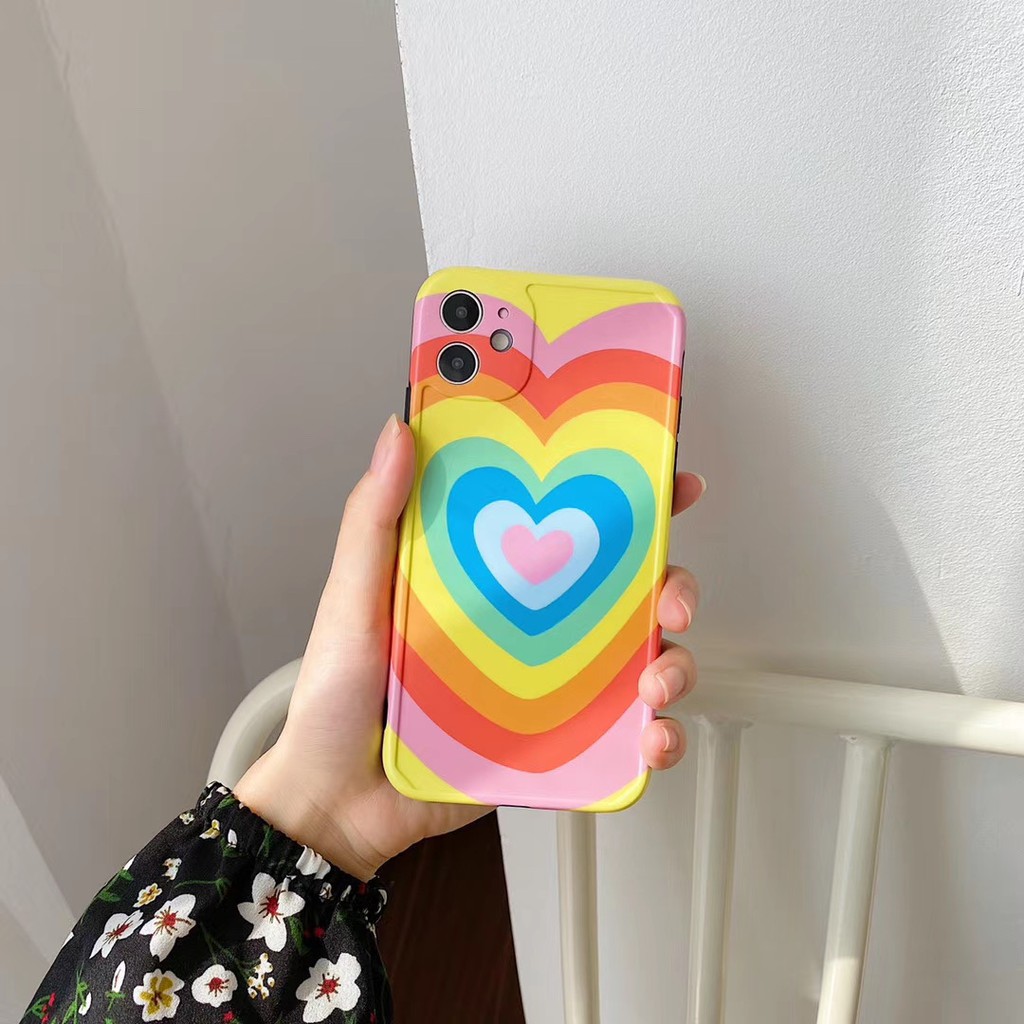 Ốp điện thoại mềm hình trái tim cầu vồng cho iPhone11 11Promax 7Plus 7 8 8 X XR XSmax SE2020 | BigBuy360 - bigbuy360.vn