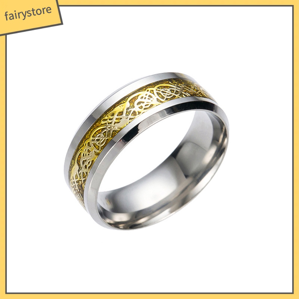 Nhẫn thép titan chặm khắc họa tiết phong cách Châu Âu dành cho nam