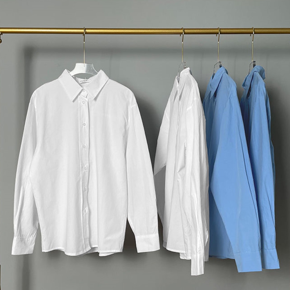 Áo Sơ Mi Nữ Tay Dài Dáng Rộng Cài Nút Màu Trơn Phong Cách Hàn Quốc Thời Trang Mới
