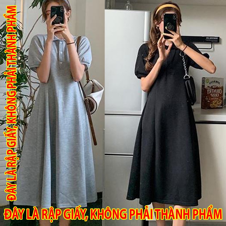 Rập Giấy 30115 - Đầm polo thân 6 mảnh