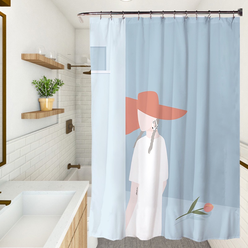 Rèm treo cửa nhà tắm họa tiết xinh xắn chống thấm nước tiện lợi