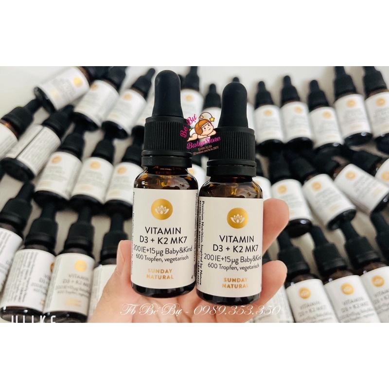 ♥ Vitamin D3 K2 Mk7 Sunday Natural 20ml - Đức