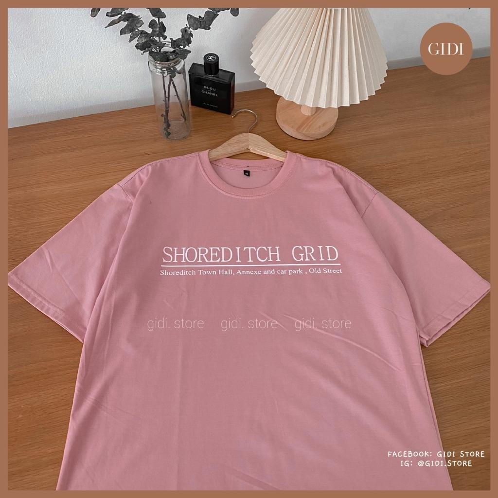 Áo Phông BASIC Nam Nữ Unisex in chữ GRID màu Hồng/ Trắng/ Đen/ Choco form rộng vải thun co giãn không nhăn GIDI