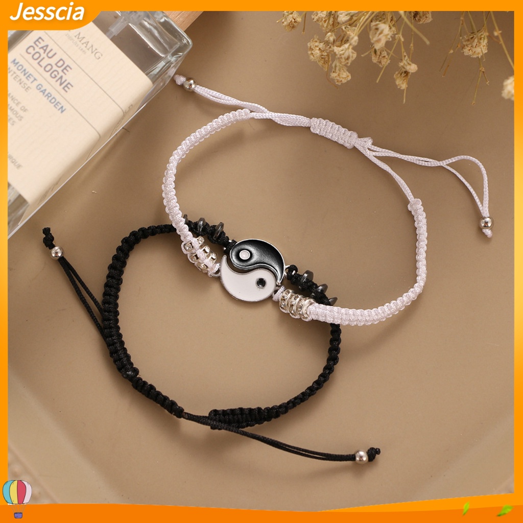 Jessica| Set 2 Vòng Tay Hợp Kim Không Phai Màu Chống Rỉ Sét Có Thể Điều Chỉnh Cho Cặp Đôi