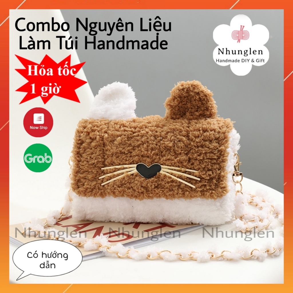 [Mẫu Mới 2022] DIY Combo Nguyên Liệu Làm Túi Handmade Canvas Mèo Dễ Thương Hot Hit Tiktok
