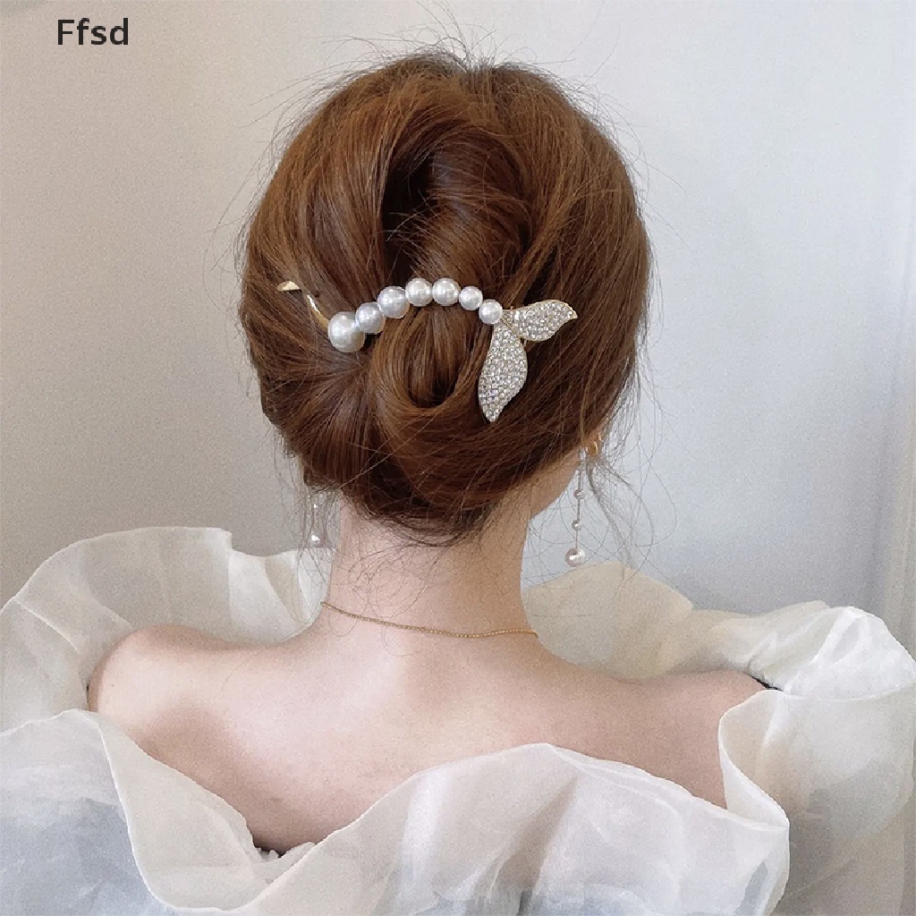 {Ffsd} Kẹp Tóc Đính Ngọc Trai Đơn Giản Tạo Kiểu Tóc Cho Nữ