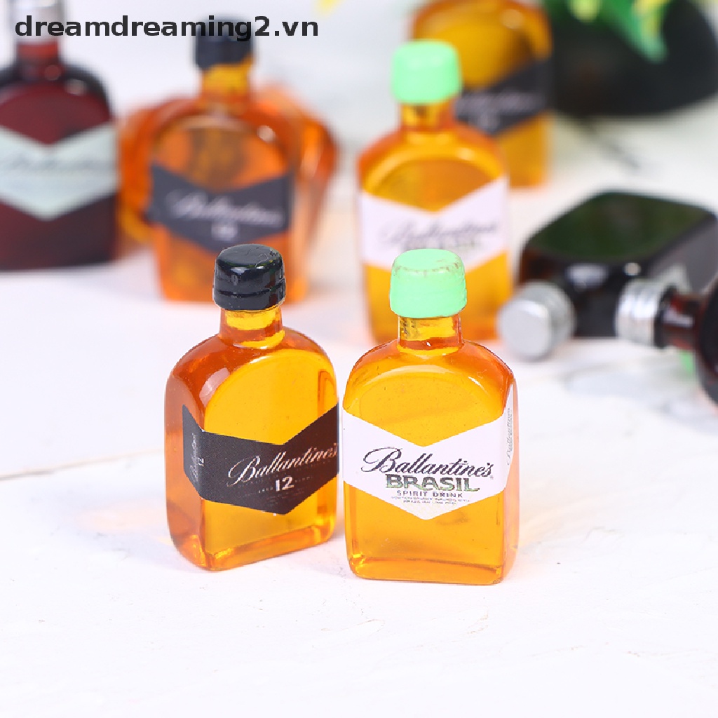 Bộ 5 Mô Hình Chai Rượu mini Tỉ Lệ 1 / 12 Dùng Để Trang Trí Nhà Búp Bê