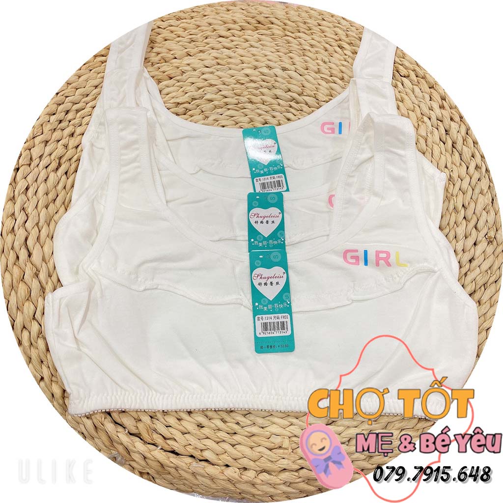 Áo ngực học sinh QUAI TO màu trắng trơn Áo lá cho bé gái cấp 1 2 chất cotton cao cấp mềm mát MS1314