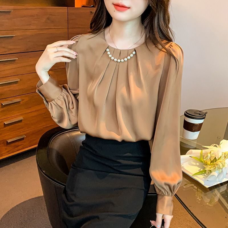 Áo Sơ Mi Chiffon Cổ Đứng Tay Dài Thời Trang Mùa Thu 2022 Phong Cách Phương Tây Cho Nữ