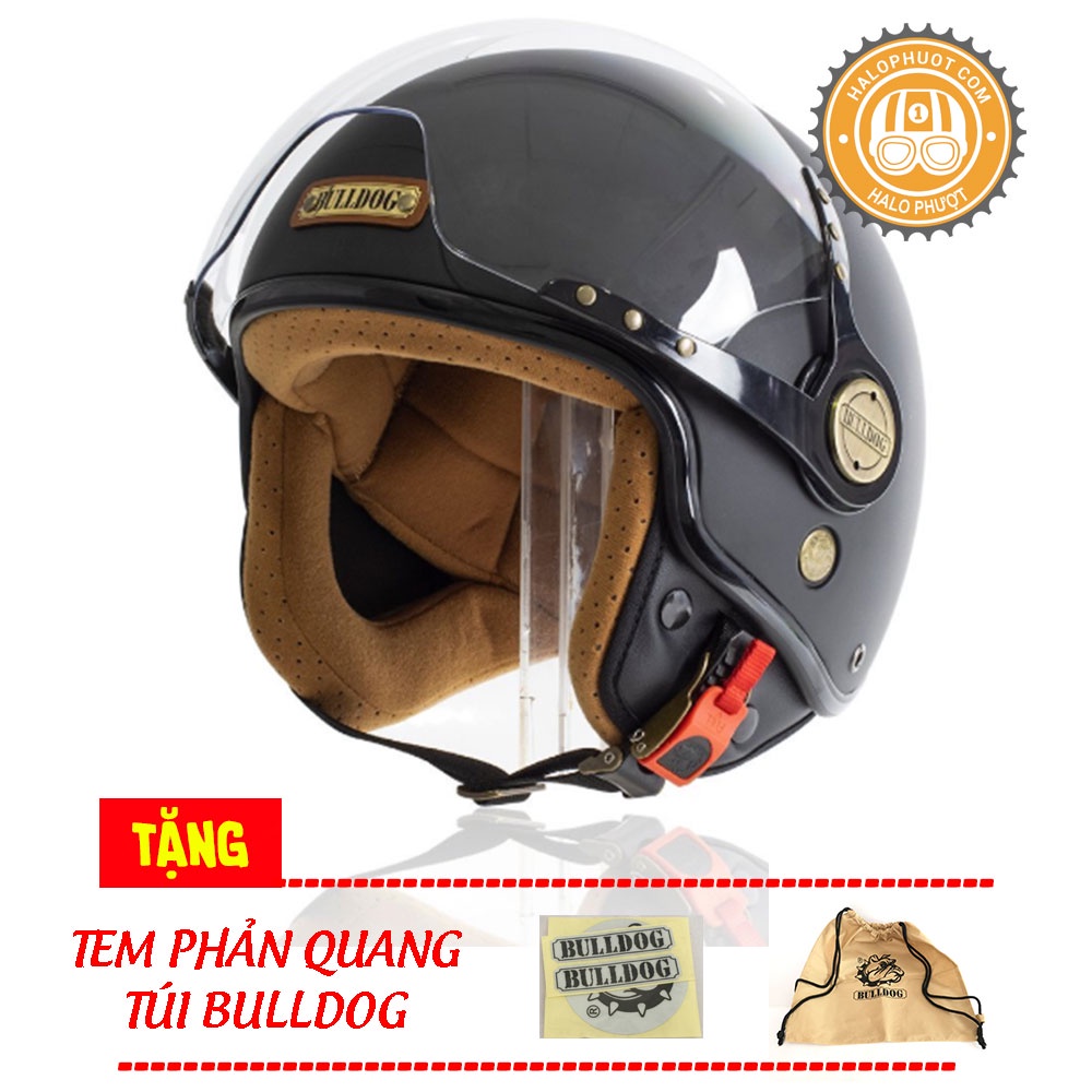 (Tặng khóa) Mũ bảo hiểm 3/4 Bulldog POM đủ màu (tặng túi vải, tem phản quang)