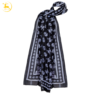 Khăn Choàng Cổ Nữ Vải Chiffon In Hình Đầu Lâu