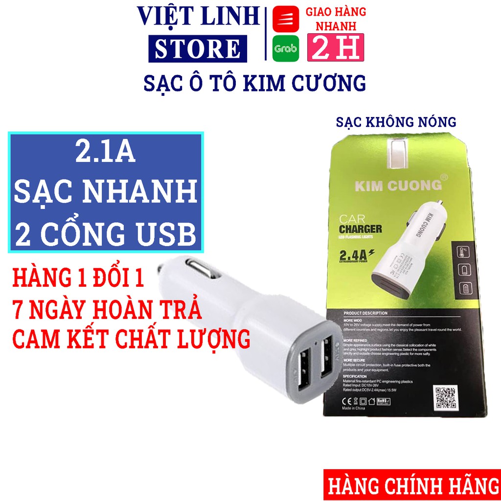 Tẩu sạc nhanh ô tô chính hãng kim cương K22, 2 cổng ,sạc nhanh - Việt Linh Store