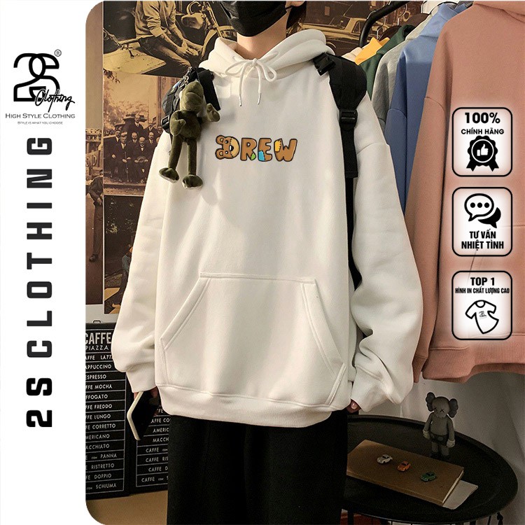 Hoddie Nam Form Rộng In Hình Drew 2s Clothing Áo Hoodie Mũ Rộng Chất Liệu Nỉ Bông Mềm Mịn Dày Dặn TV5028