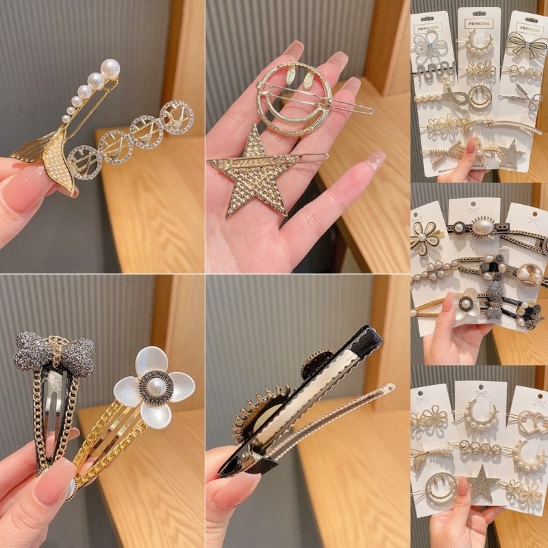 Kẹp Tóc Hợp Kim Đính Đá Và Ngọc Trai Nhân Tạo Thời Trang