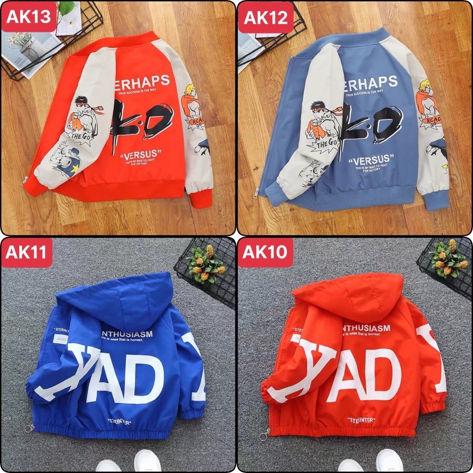 ⚡️ Áo khoác dù trẻ em ⚡️ XẢ HÀNG ⚡️ Áo khoác thu đông cho bé in 3d màu sắc nổi bật, hàng Hàn quốc cao cấp
