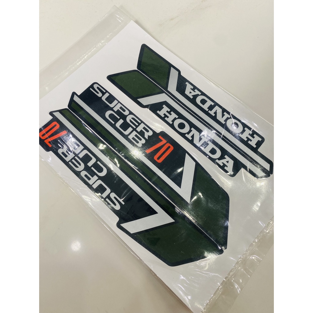 Bộ tem dán xe máy honda cub 81 70cc in thái sắc nét màu xanh lá