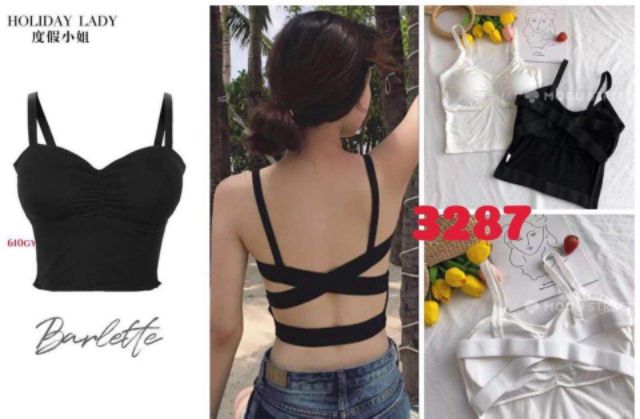 Áo croptop dây chéo lưng hai dây tập