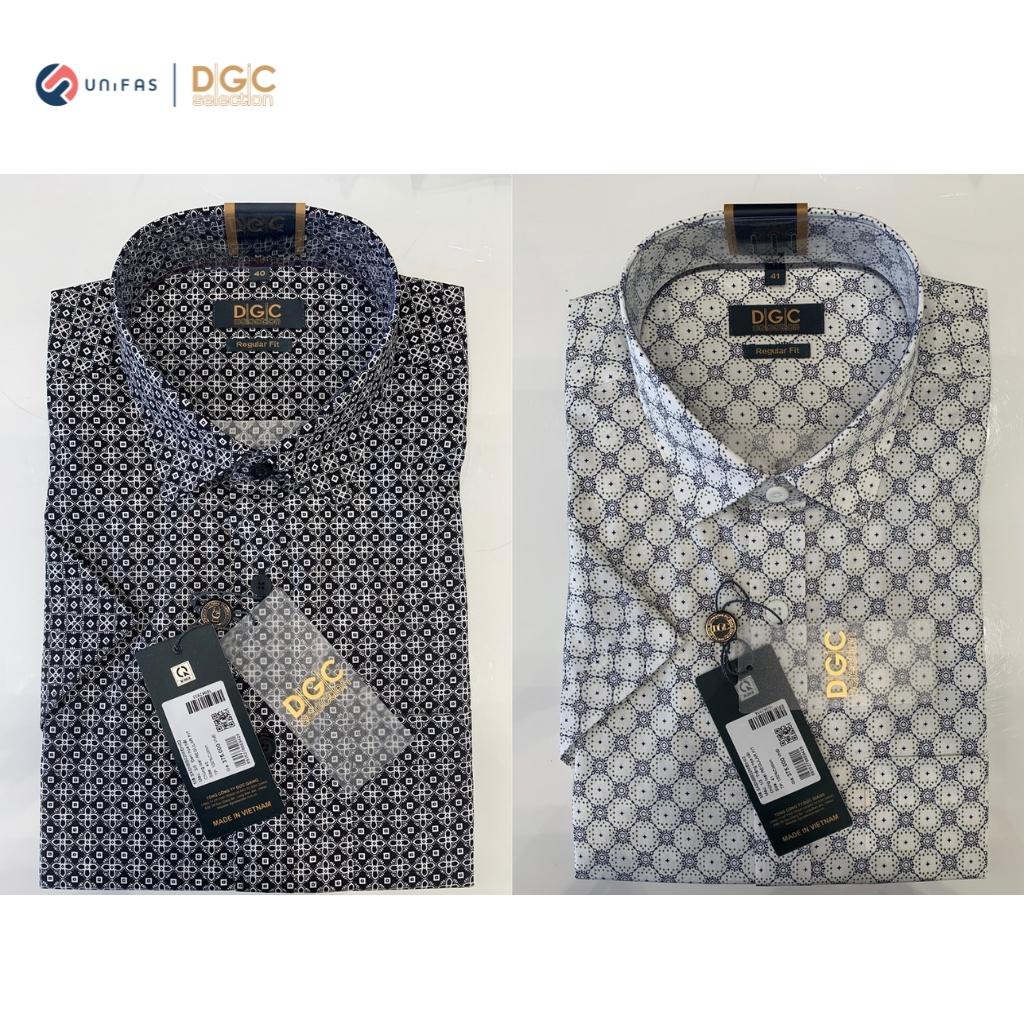 Áo sơ mi nam DGCs ngắn tay họa tiết kẻ trẻ trung, chất Cotton thoáng mát thấm hút tốt SASNBB02M