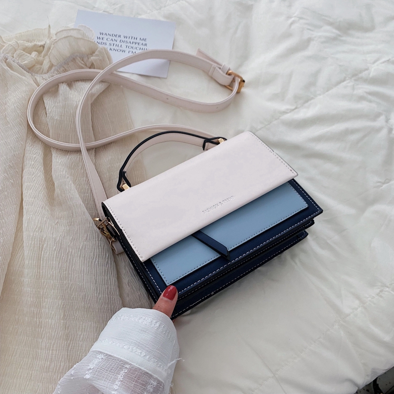 Túi Đeo Vai Hình Vuông Cỡ Nhỏ Mềm Mại Màu Tương Phản Thời Trang Cho Nữ