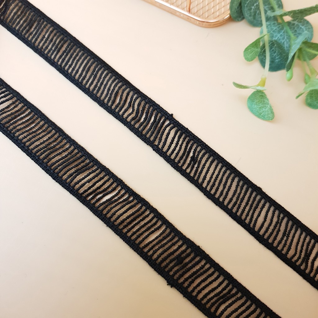 RC30 Cuộn 9 mét dây viền ren chỉ thêu hoa rộng 2cm ren may đồ, ren viền váy áo màu đen Maihoaflower