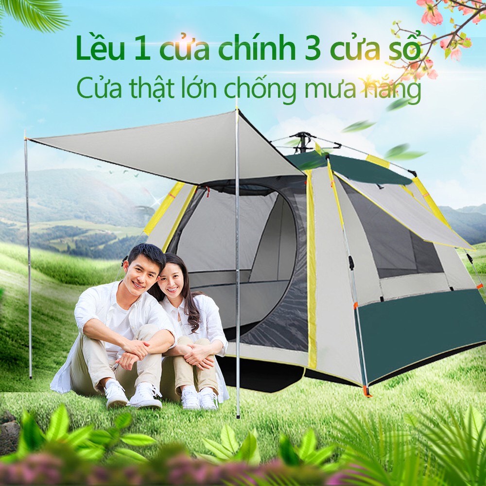 Lều cắm trại tự bung, Lều du lịch dã ngoại tự bung gấp gọn chống nước dành cho 4-6 người ,2 Cửa 2 Lớp Thông Thoáng | WebRaoVat - webraovat.net.vn