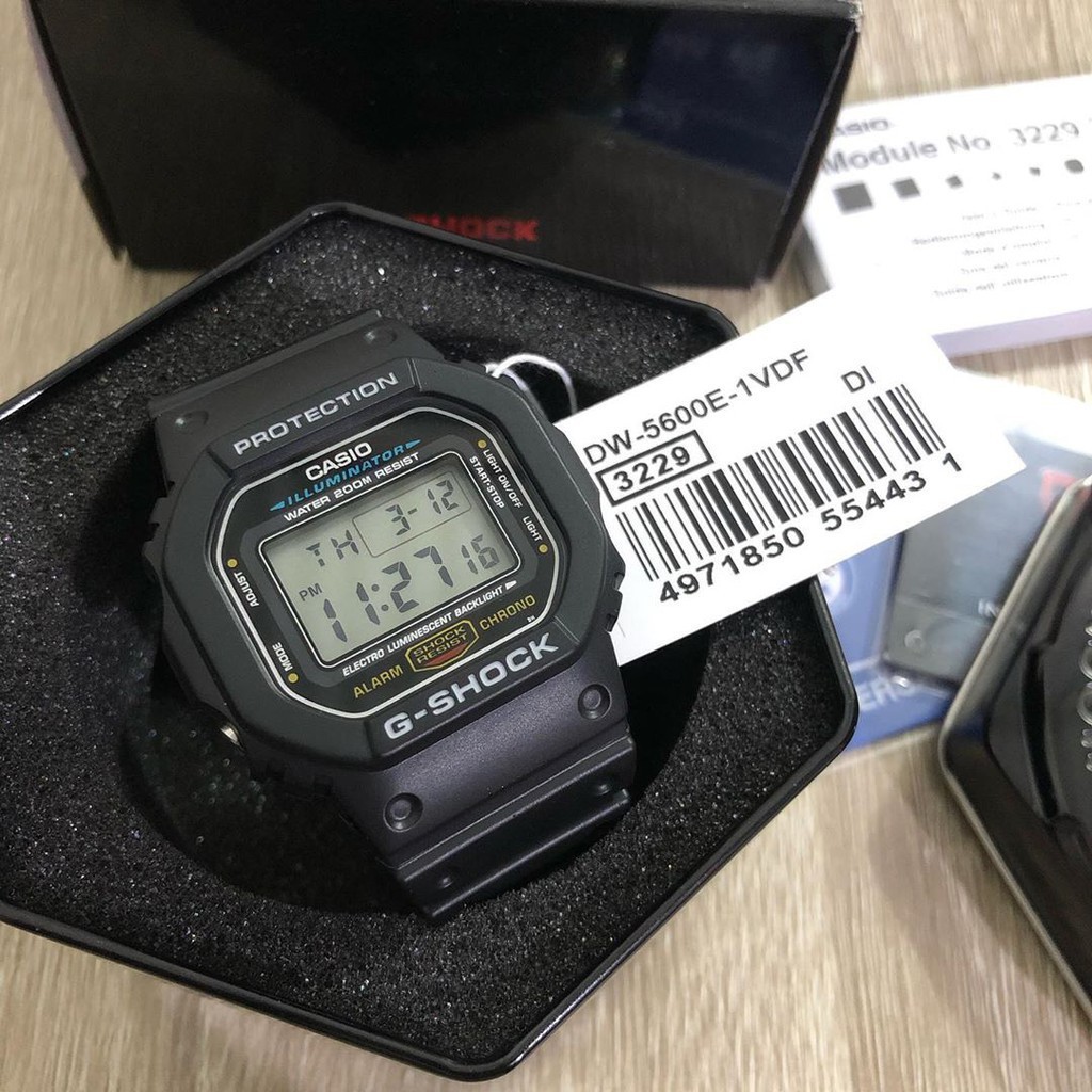 [ĐẸP. ĐỘC. GIÁ RẺ] Đồng hồ nam Casio G-SHOCK DW-5600E-1VDF  Dây cao su mặt kính chống nước hiện thị ANALOG chính hãng