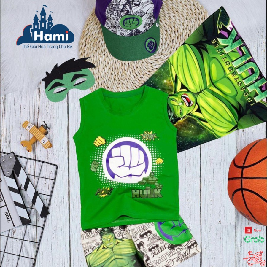 Bộ đồ siêu nhân nhện cho bé trai kèm áo choàng, mặt nạ, mũ, nhiều màu, kiểu sát nách, size 12kg - 28kg